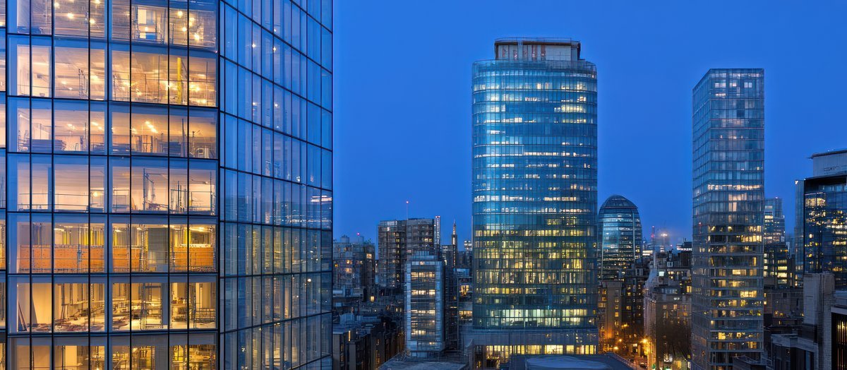 Modern glass curtain wall building