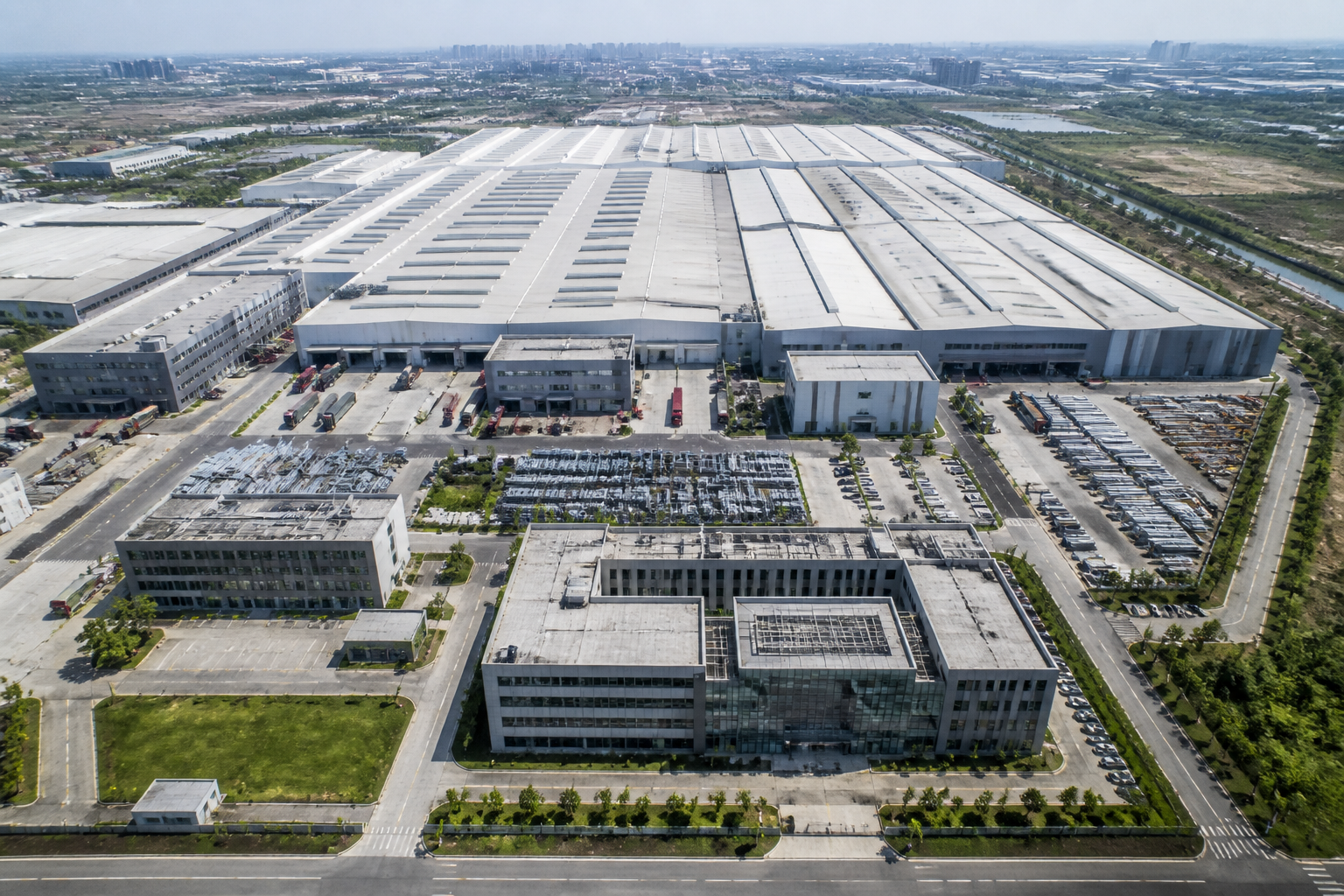 Aerial view of FOWALL's large integrated manufacturing complex