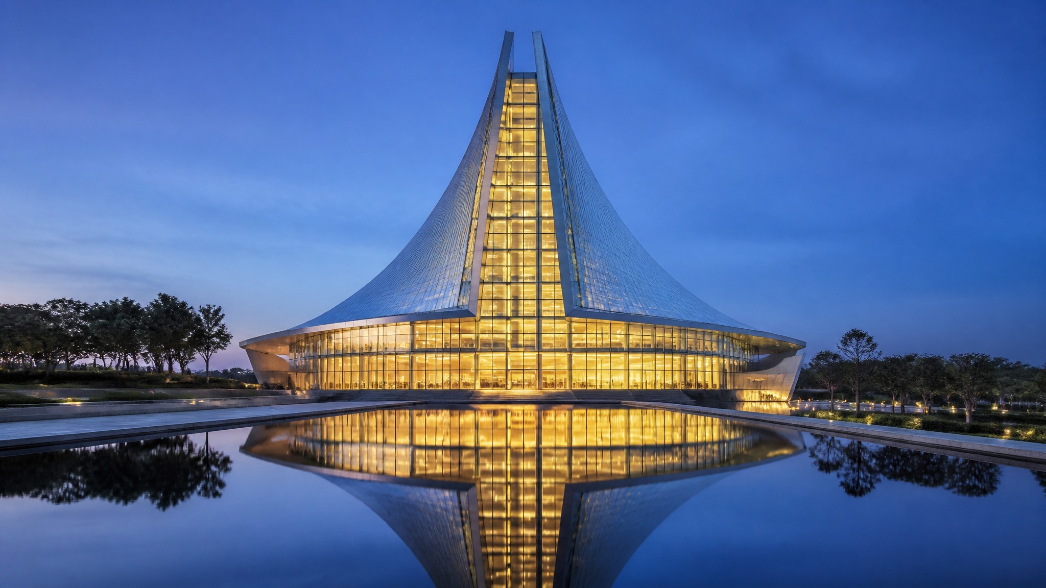 Aluminum facade system close-up with vertical fins