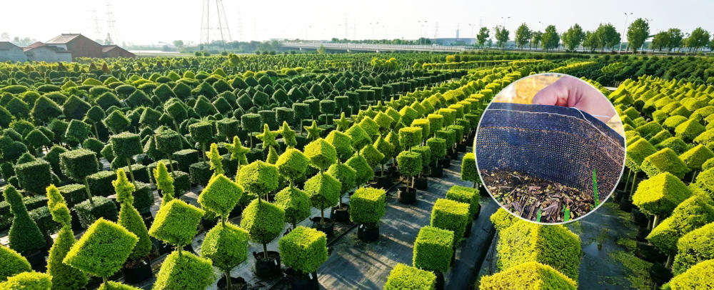 Close view of knitted PP woven fabric used in HOKBG grow bags