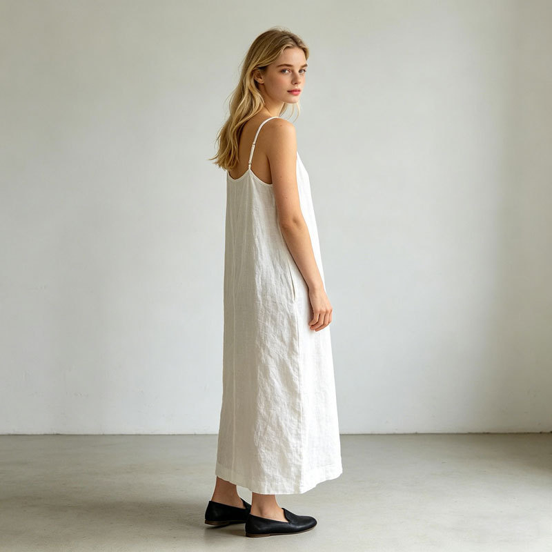 Minimalist Linen Slip Dress – Breathable Summer Maxi Dress for Effortless Style