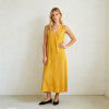 Mustard Yellow Linen Maxi Dress – Minimalist V-Neck Sleeveless Summer Dress