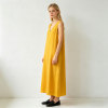 Mustard Yellow Linen Maxi Dress – Minimalist V-Neck Sleeveless Summer Dress