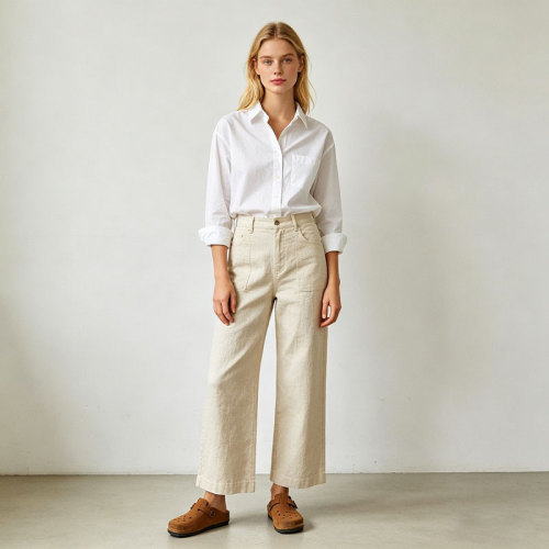 Beige Linen Wide Leg Pants – Relaxed Fit High Waist Summer Trousers for Effortless Style
