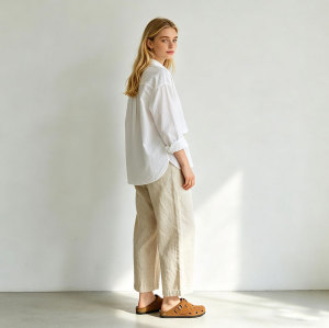 Beige Linen Wide Leg Pants – Relaxed Fit High Waist Summer Trousers for Effortless Style