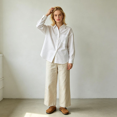 Beige Linen Wide Leg Pants – Relaxed Fit High Waist Summer Trousers for Effortless Style