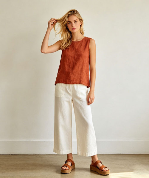 White Linen Wide Leg Pants – Lightweight High Waist Summer Trousers for Effortless Style