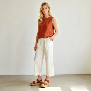 White Linen Wide Leg Pants – Lightweight High Waist Summer Trousers for Effortless Style