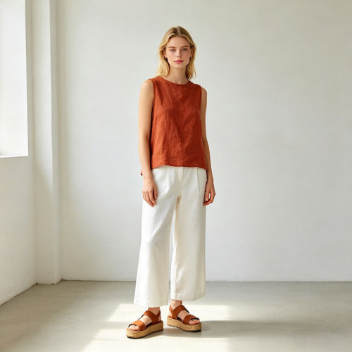 White Linen Wide Leg Pants – Lightweight High Waist Summer Trousers for Effortless Style