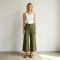 Olive Green Linen Wide Leg Pants – High Waist Breathable Summer Trousers for Effortless Style