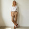 Khaki Linen Pants – High Waist Breathable Summer Trousers for Effortless Everyday Style