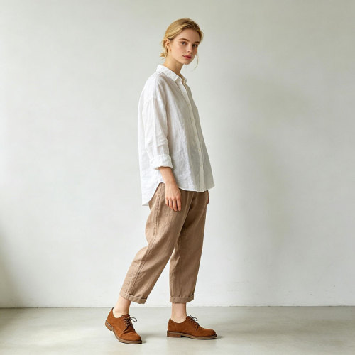 Khaki Linen Pants – High Waist Breathable Summer Trousers for Effortless Everyday Style