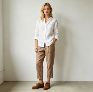 Khaki Linen Pants – High Waist Breathable Summer Trousers for Effortless Everyday Style