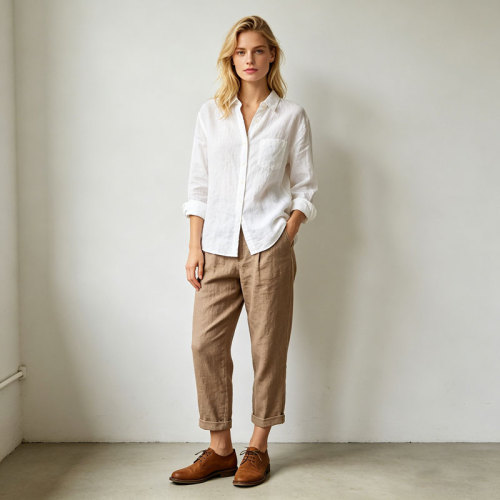 Khaki Linen Pants – High Waist Breathable Summer Trousers for Effortless Everyday Style
