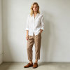 Khaki Linen Pants – High Waist Breathable Summer Trousers for Effortless Everyday Style