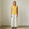 White Linen Wide Leg Pants – Elastic Waist Lightweight Summer Trousers for Effortless Comfort