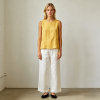 White Linen Wide Leg Pants – Elastic Waist Lightweight Summer Trousers for Effortless Comfort