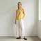 White Linen Wide Leg Pants – Elastic Waist Lightweight Summer Trousers for Effortless Comfort