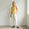 White Linen Wide Leg Pants – Elastic Waist Lightweight Summer Trousers for Effortless Comfort