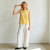 White Linen Wide Leg Pants – Elastic Waist Lightweight Summer Trousers for Effortless Comfort