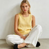 White Linen Wide Leg Pants – Elastic Waist Lightweight Summer Trousers for Effortless Comfort