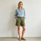 Olive Green Linen Shorts – High Waist Breathable Summer Shorts with Relaxed Fit