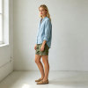 Olive Green Linen Shorts – High Waist Breathable Summer Shorts with Relaxed Fit
