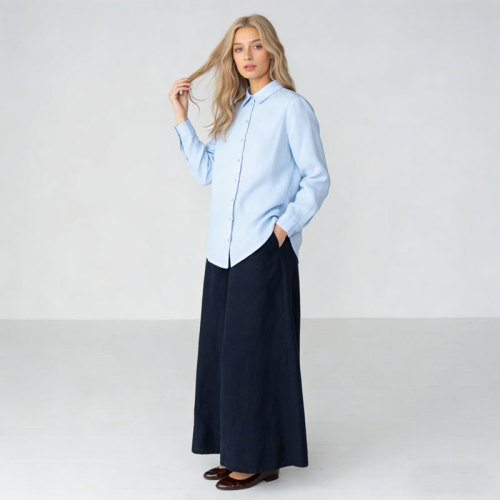 Light Blue Linen Shirt – Breathable Relaxed Fit Button-Up Shirt for Everyday Elegance