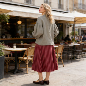 KOSSR Linen Tie-Neck Blouse – French Vintage Relaxed Linen Shirt
