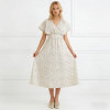 KOSSR Floral Linen Midi Dress – Lightweight French Cottagecore Summer Dress
