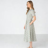 Gingham Floral Linen Midi Dress | Vintage Collar Dress Women | KOSSR