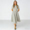 Gingham Floral Linen Midi Dress | Vintage Collar Dress Women | KOSSR