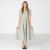 Gingham Floral Linen Midi Dress | Vintage Collar Dress Women | KOSSR