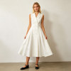 Sleeveless Linen Midi Dress Women | Double Breasted Elegant Dress | KOSSR