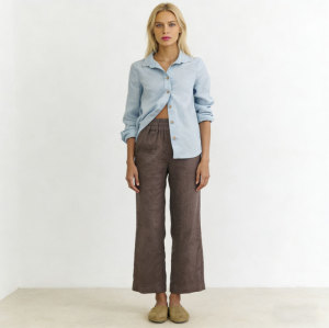 Linen Straight Leg Pants Women | Elastic Waist Linen Trousers | KOSSR