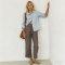 Linen Straight Leg Pants Women | Elastic Waist Linen Trousers | KOSSR