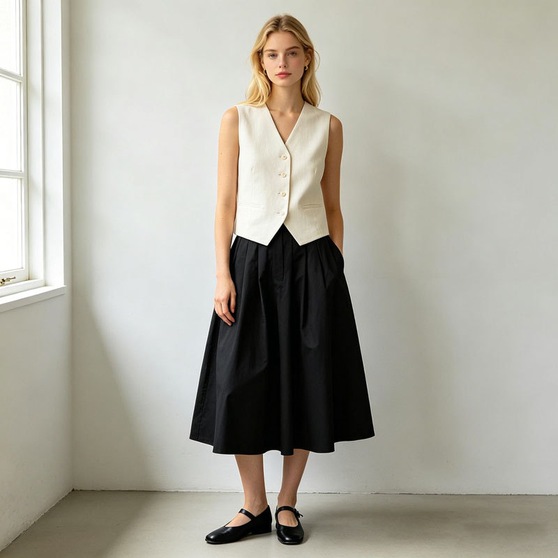 Linen Midi Skirt Women | High Waist A-Line Linen Skirt | KOSSR