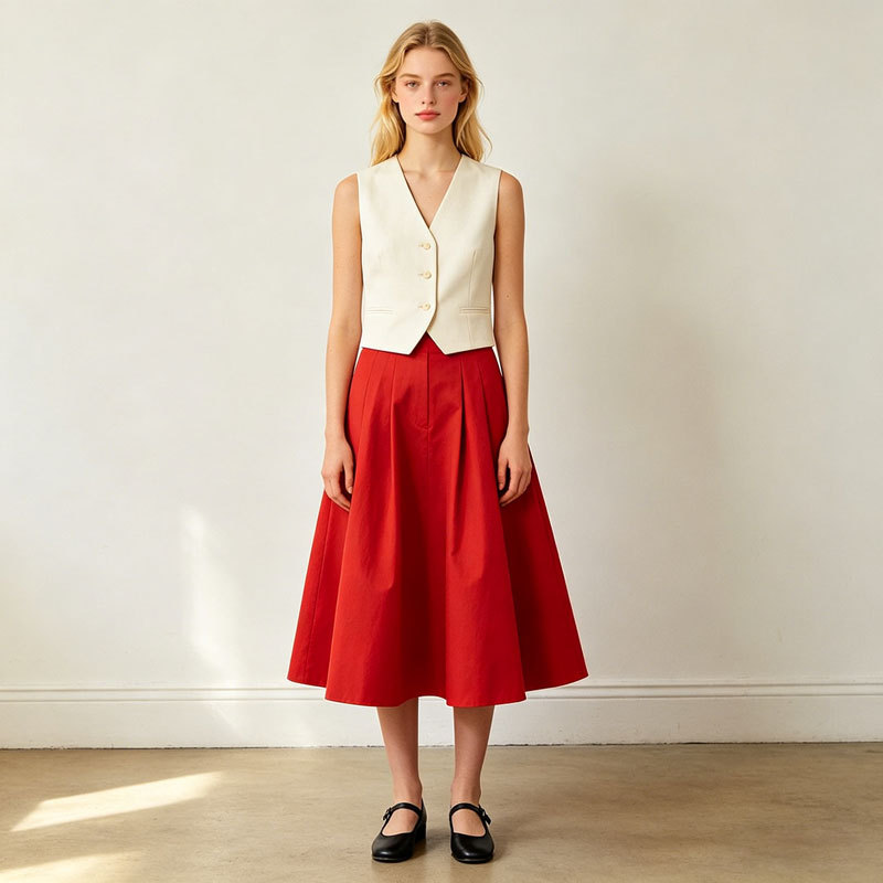 Linen Midi Skirt Women | High Waist A-Line Linen Skirt | KOSSR