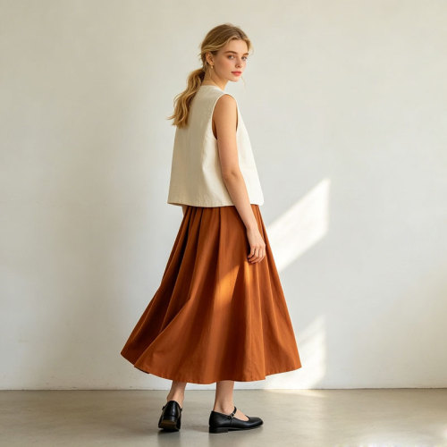 Linen Midi Skirt Women | High Waist A-Line Linen Skirt | KOSSR