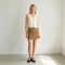 Linen Mini Skirt Women | Plaid High Waist A-Line Skirt | KOSSR