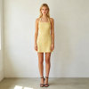 Yellow Gingham Linen Mini Dress | Halter Summer Dress for Women | KOSSR
