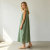 Sage Green Linen Maxi Dress | Sleeveless Waist Tie Summer Dress | KOSSR