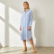 Blue Striped Linen Shirt Dress Women | Belted Midi Summer Dress | KOSSR