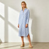 Blue Striped Linen Shirt Dress Women | Belted Midi Summer Dress | KOSSR
