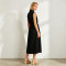 Black Linen Shirt Dress Women | Sleeveless Belted Midi Dress | KOSSR