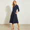 Striped Linen Shirt Dress Women | Navy Belted Midi Dress | KOSSR