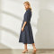 Striped Linen Shirt Dress Women | Navy Belted Midi Dress | KOSSR