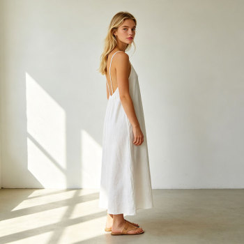 Linen Slip Midi Dress Women | Spaghetti Strap Summer Dress | KOSSR
