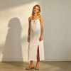 White Linen Slip Maxi Dress for Women | Minimal Summer Linen Dress | KOSSR