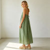 Sage Green Linen Maxi Dress for Women | Relaxed Resort Linen Dress | KOSSR